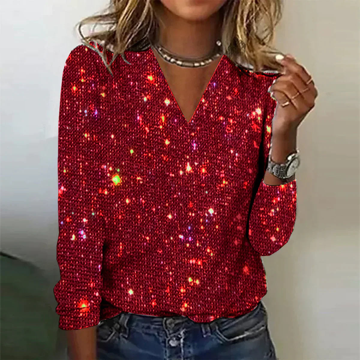 Lysse | Sparkling V-neck Sweater