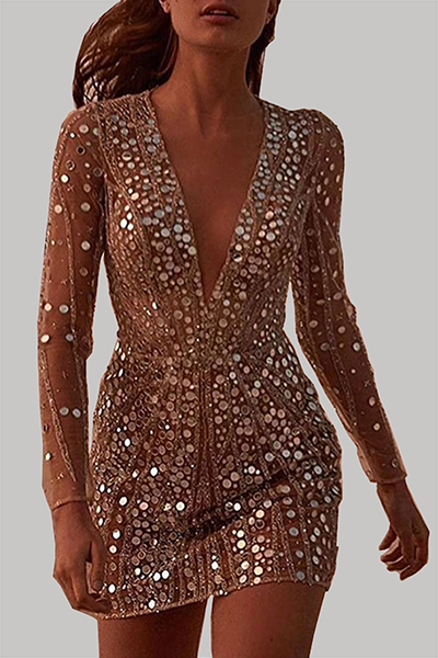 Sequin-Embellished Mini Dress