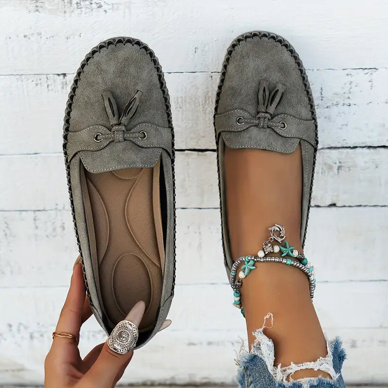 Classic Suede Loafers with Tassel Detail for Women