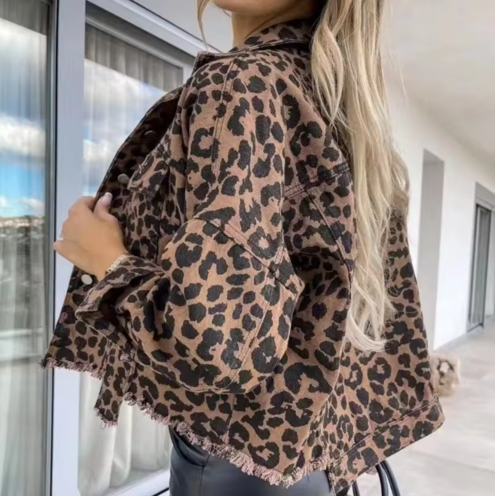 Lysse | Leopard pattern Denim Coat - Lysse