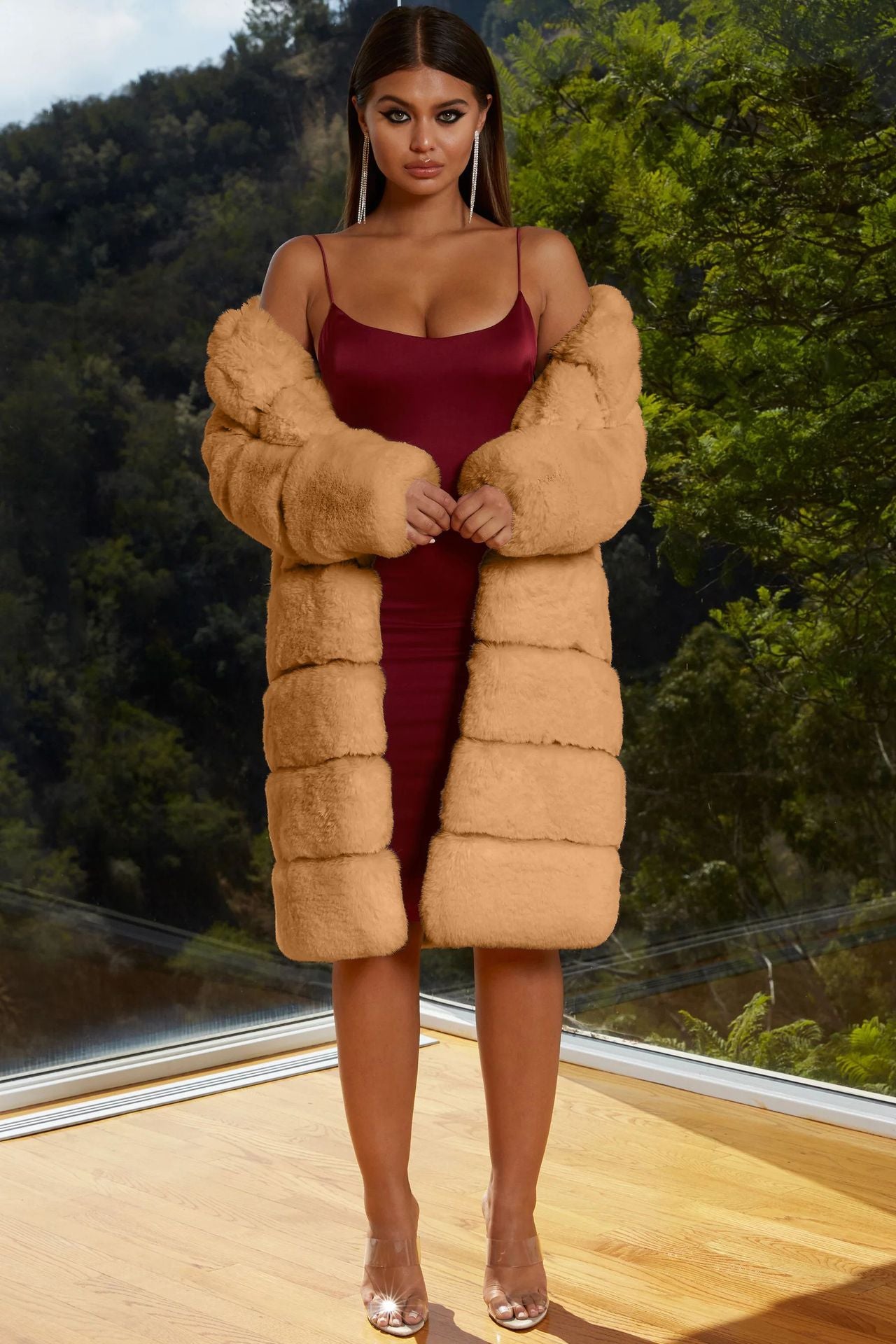 Ladies Elegant Faux Fur Jacket with Textured Surface and Generous Cut