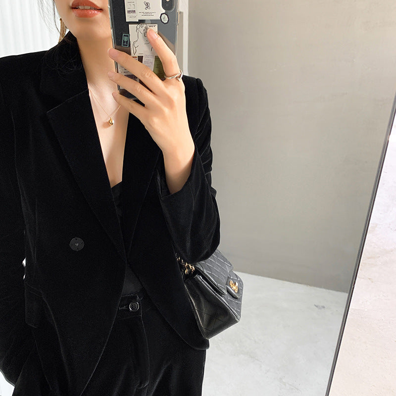 Women's Velvet Tailored Suit Set
