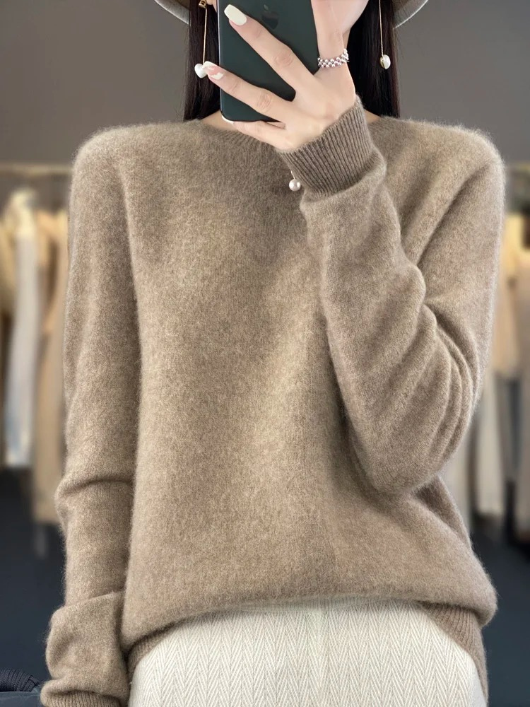 Cashmere Sweater Women Round Neck Soft and Elegant Knit Sweater
