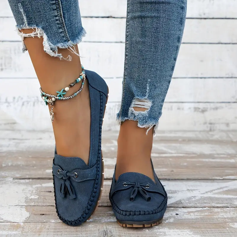 Classic Suede Loafers with Tassel Detail for Women