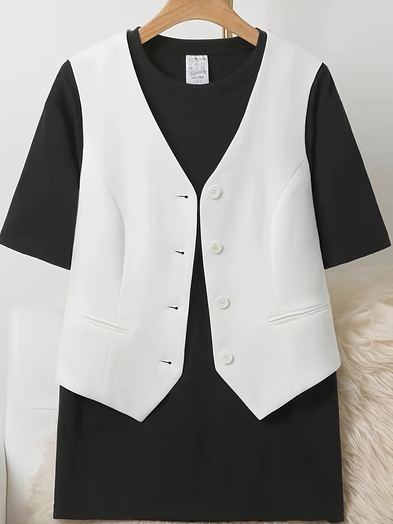 Solid Color Sleeveless Vest With V-neckline And Button Closure