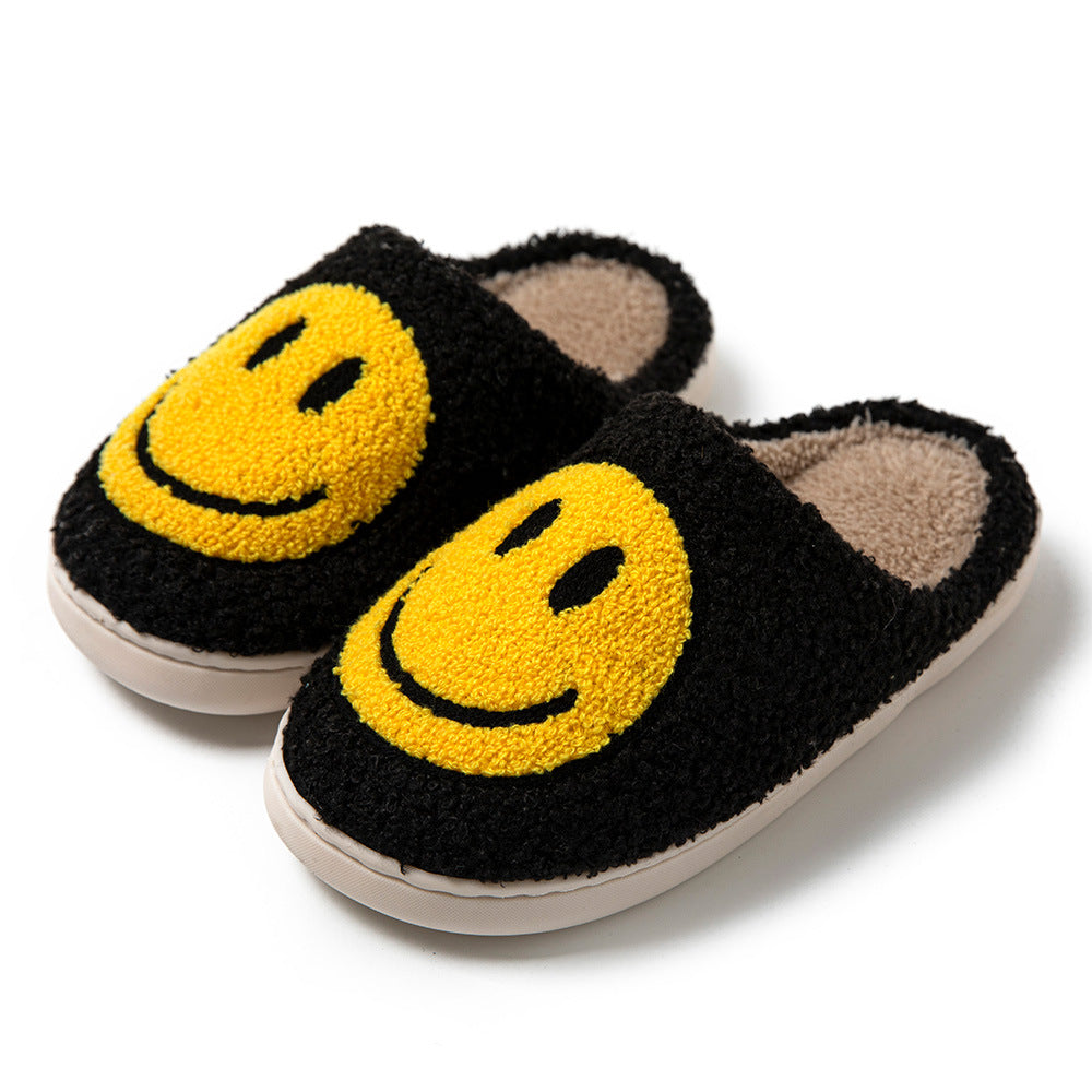 Large Smiley Pattern Fur Slippers