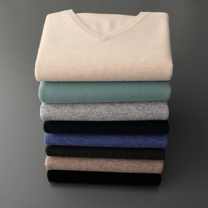 Cashmere Pullover Men, V-neck, Soft Cashmere Knit Material