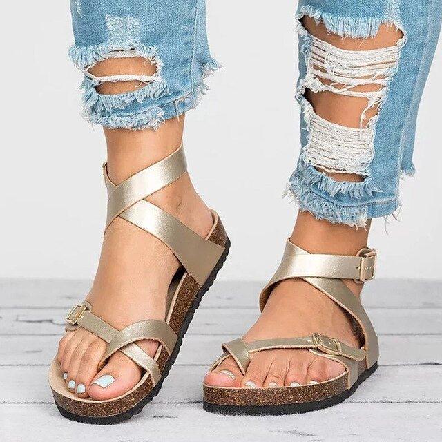 Buckle Belts Adjustable Straps Flat Sandals Summer Shoes