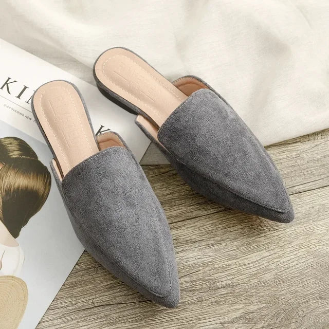 Elegant Suede Mules With Pointed Toe