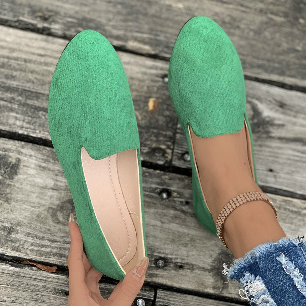 Ladies comfortable slippers in elegant design with soft surface texture