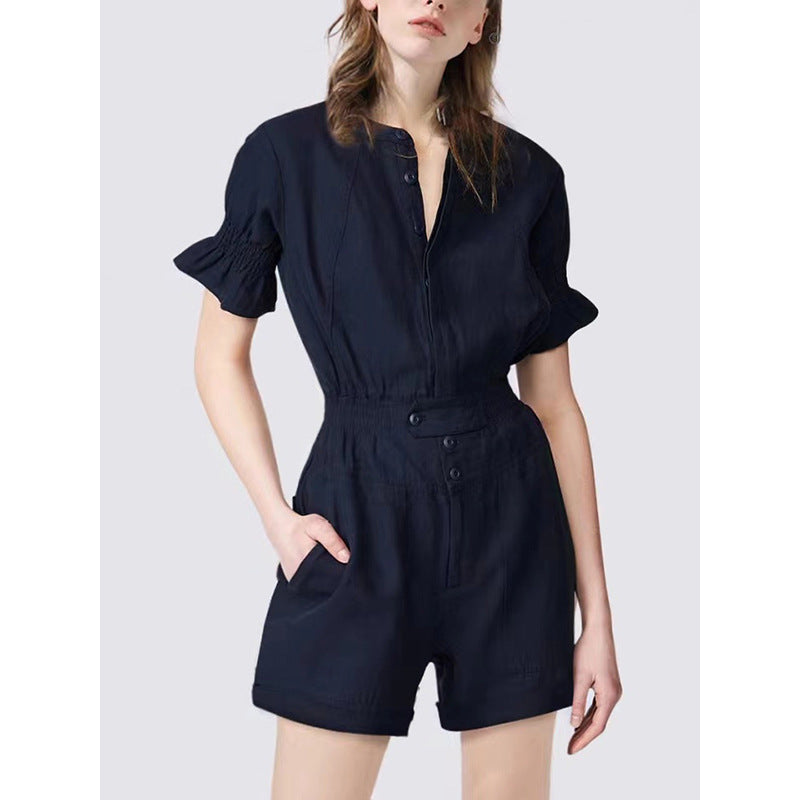 Women's Utility Jumpsuit with Gathered Sleeves