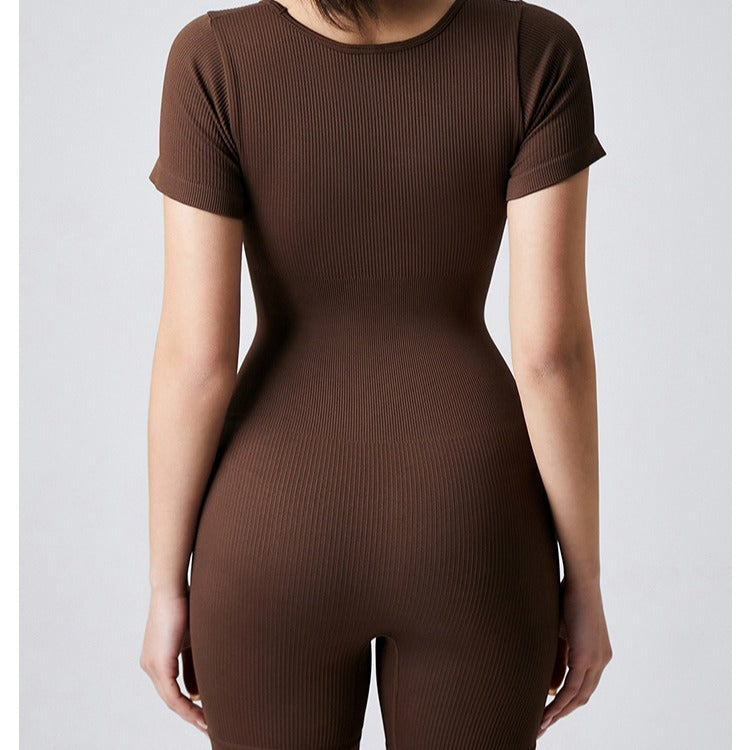 Ladies sporty jumpsuit with short sleeves and high comfort