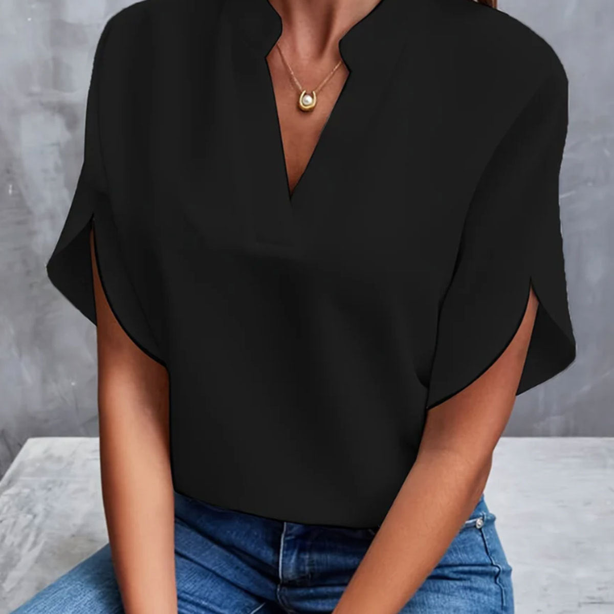 V-Neck Women's Short Sleeve Shirt