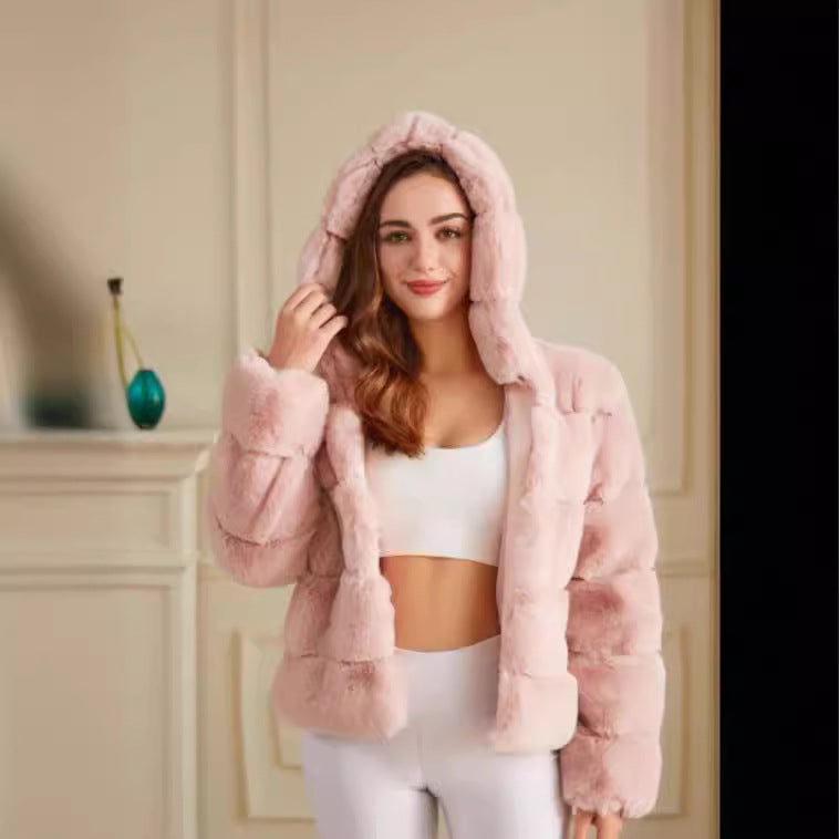 Ladies soft fleece jacket with hood