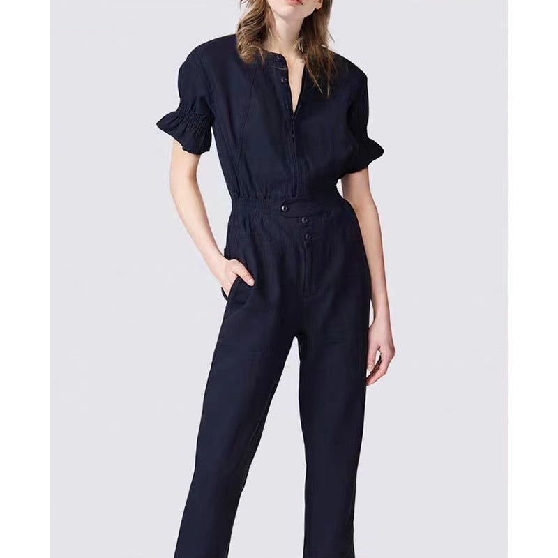 Women's Utility Jumpsuit with Gathered Sleeves