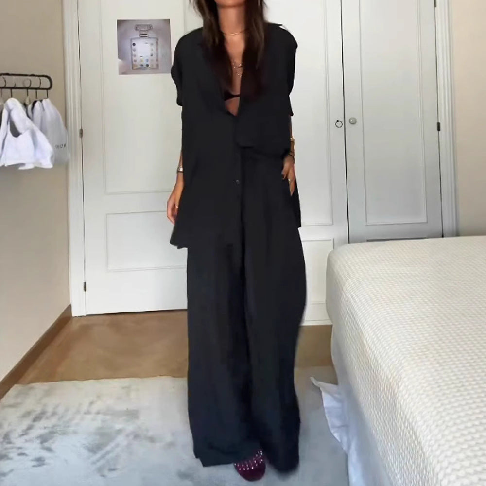 Women's Oversized Linen Suit with Casual Cut
