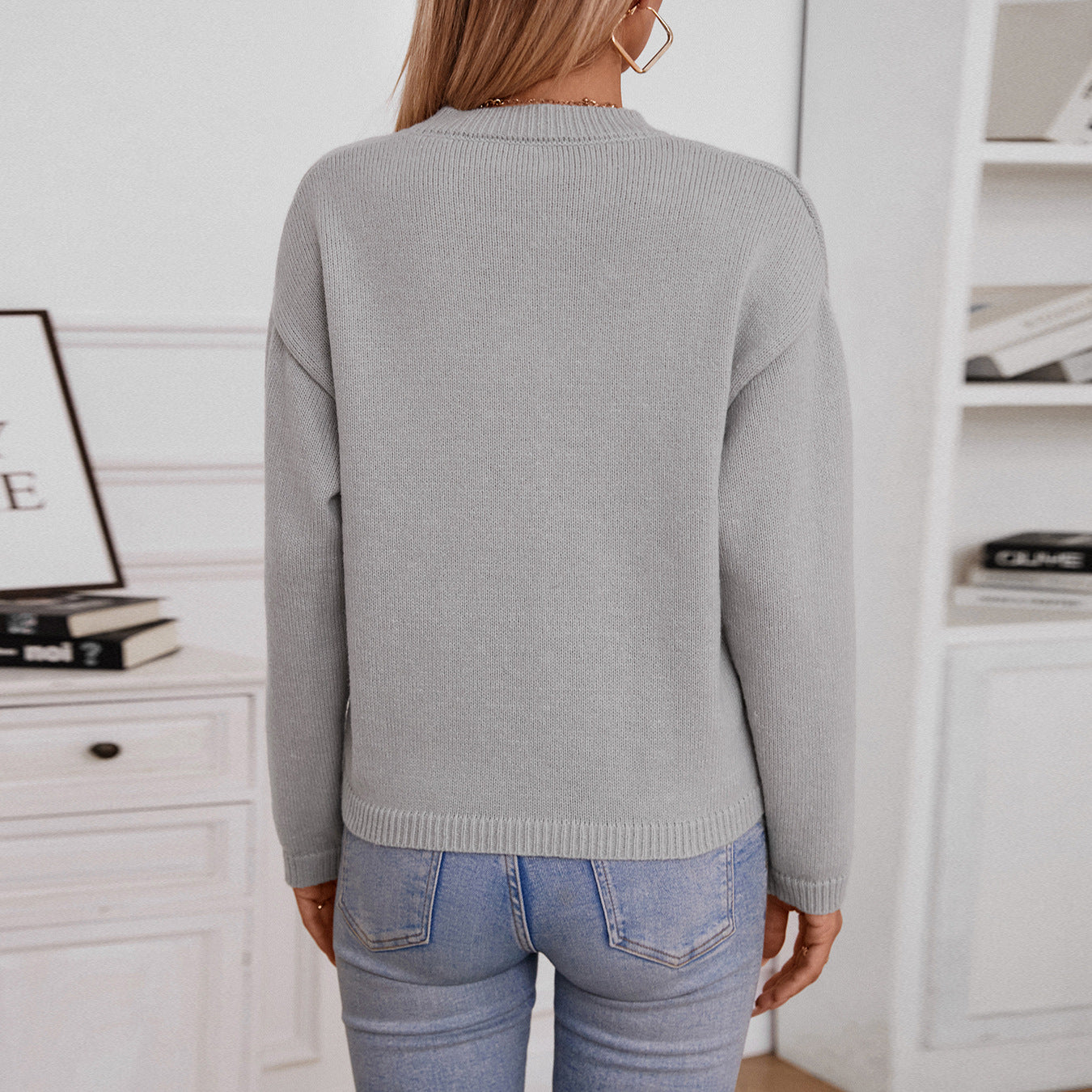 Ladies casual pullover with button details and chest pocket