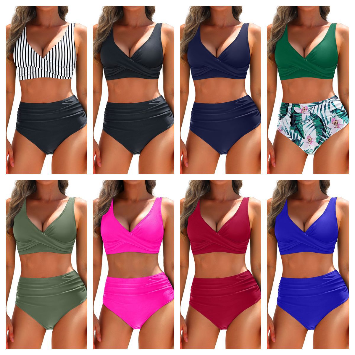 Women’s bikini set with figure-flattering top and high-waisted shorts