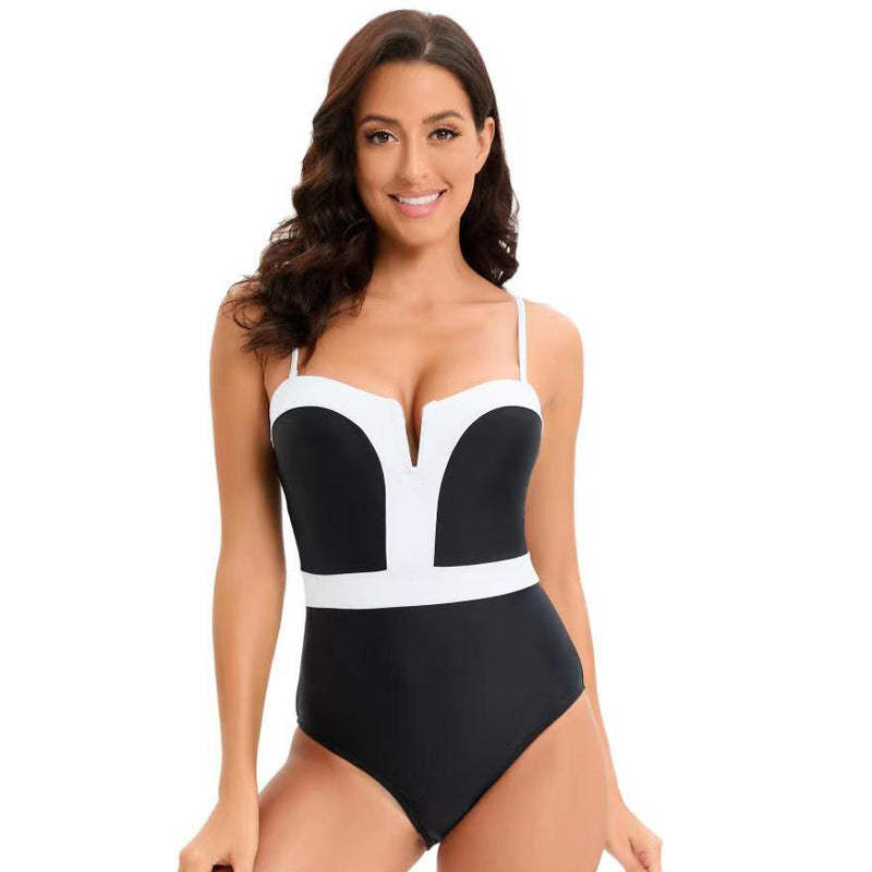 High-performance structured one-piece swimsuit for women