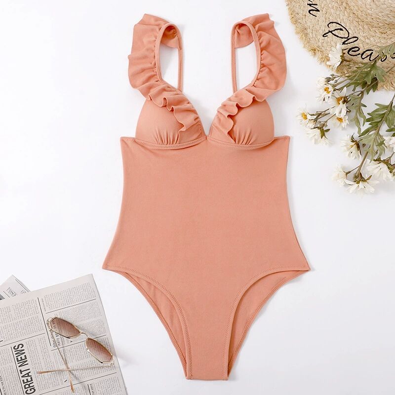 Women Ruffled One-Piece Swimsuit
