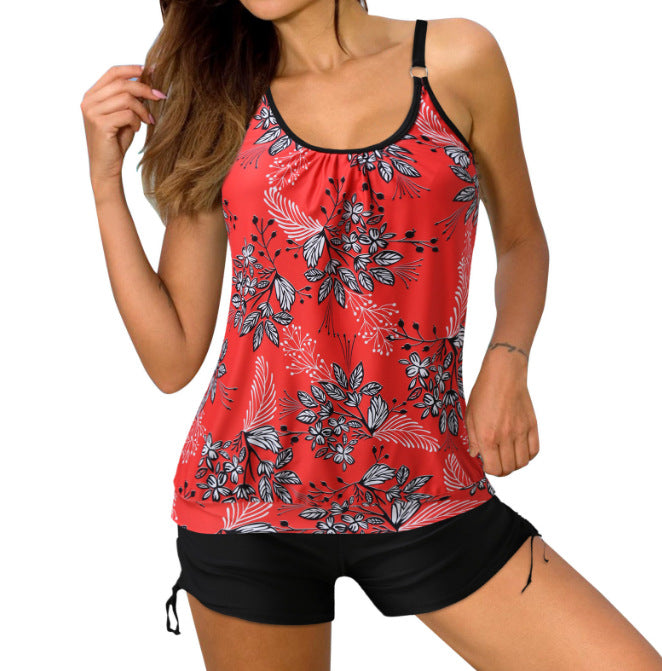 Women's sporty tankini with stylish cut and shorts