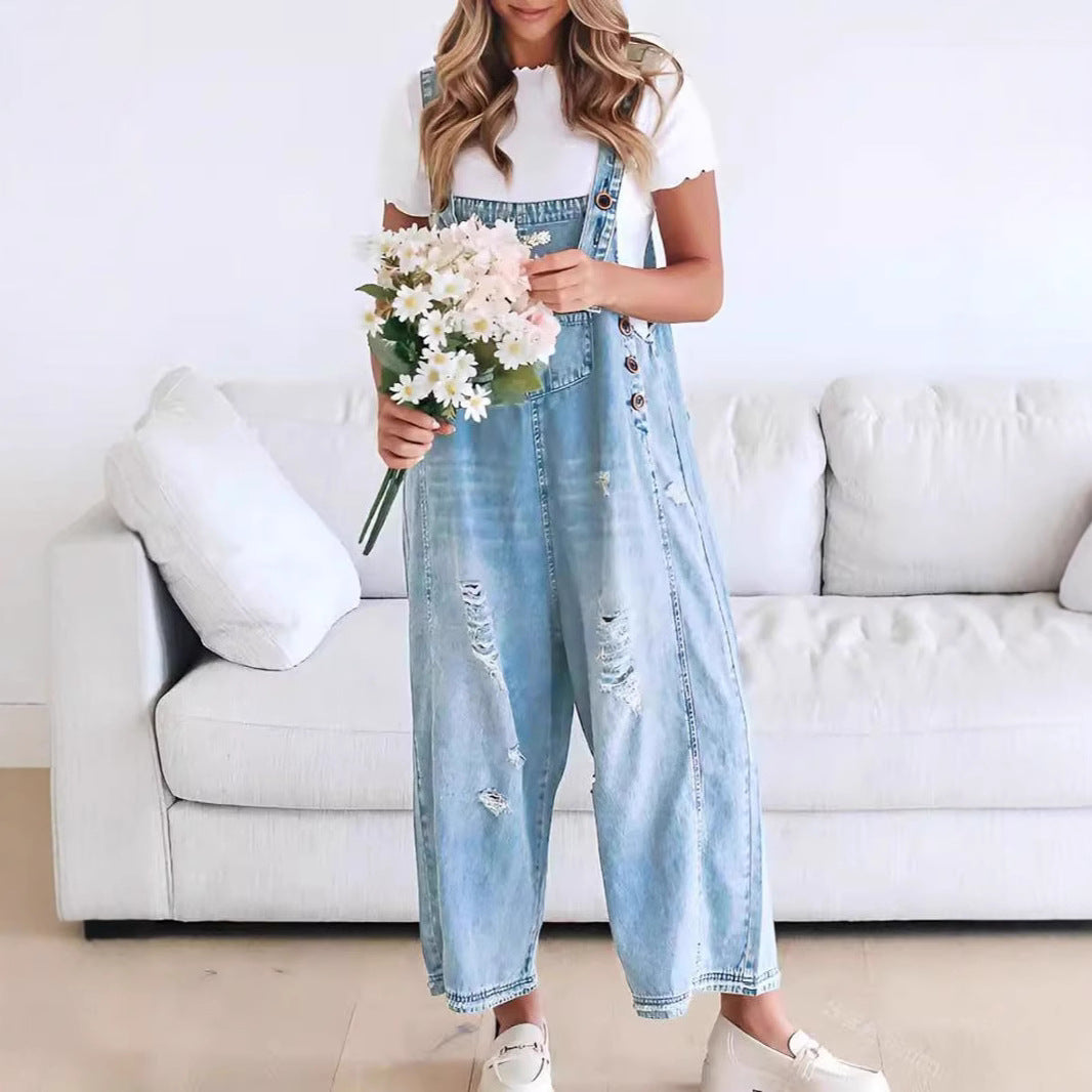 Women's Relaxed Fit Denim Dungarees