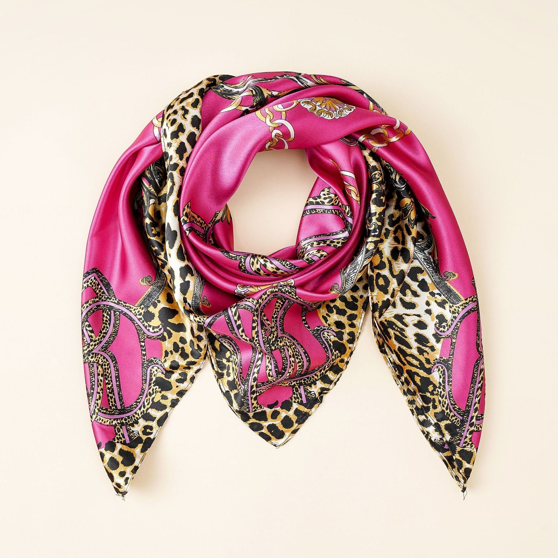 Ladies silk scarf with elegant animal pattern and luxurious design