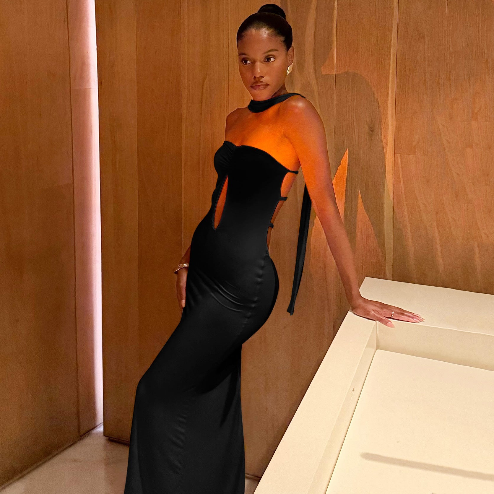 Women's Elegant Bodycon Jumpsuit with Cut-Out Details