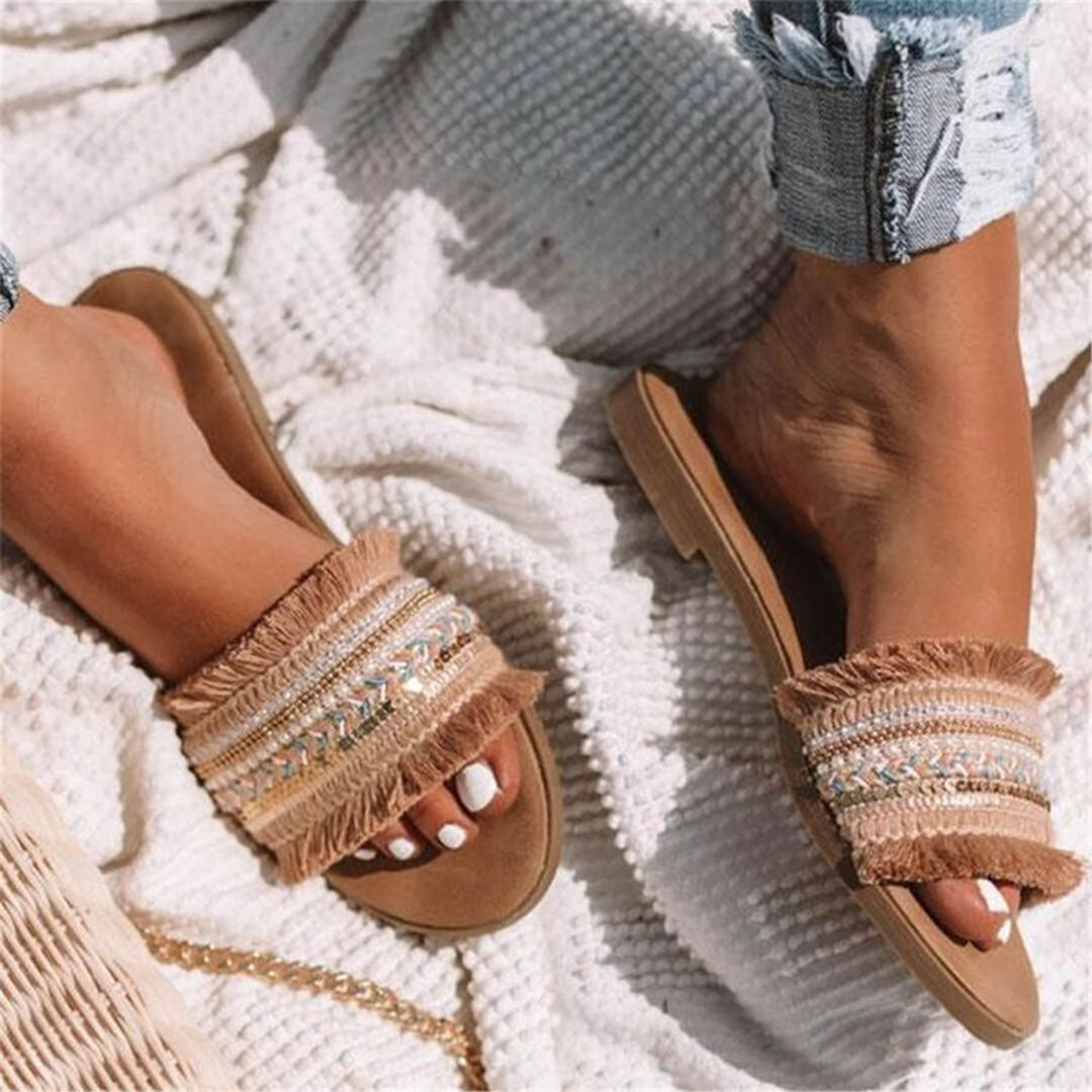 Mules, Boho Style, Flat, Sandals, Summer Shoes