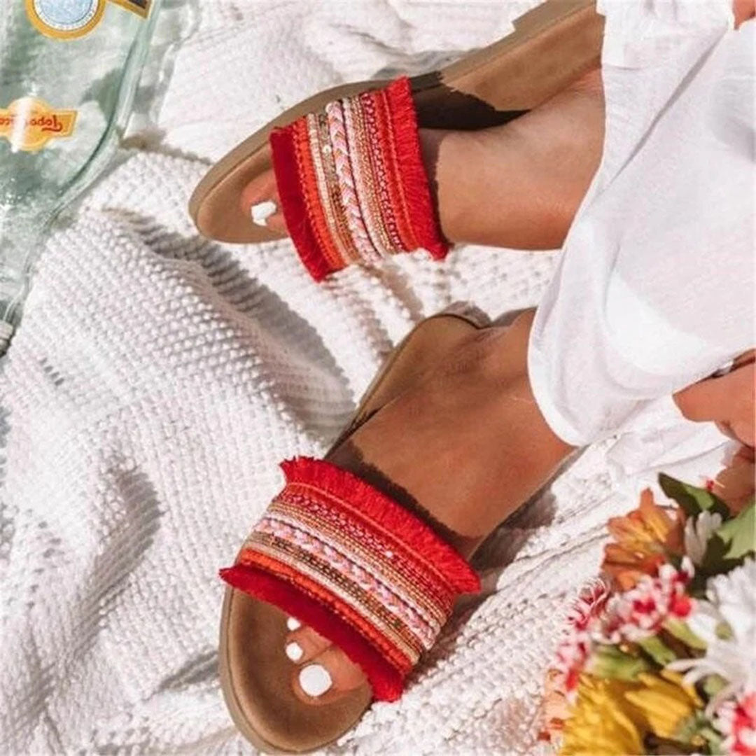 Mules, Boho Style, Flat, Sandals, Summer Shoes
