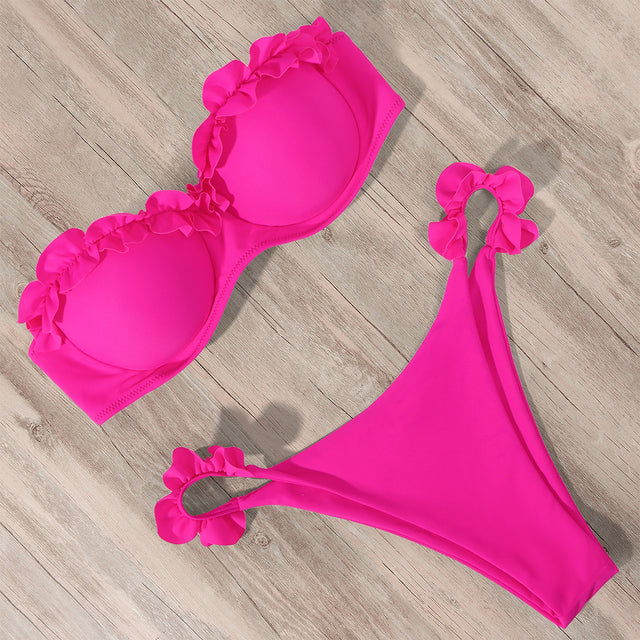 Push-up Bikini Set With Ruffles for Women