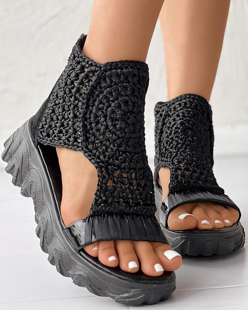 Braided Geometry Sandalswomen Summer Wedge Sandals