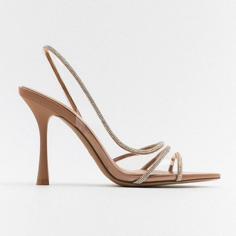 Elegant High-Heeled Sandals stiletto Slingback Peep Toe Shoes