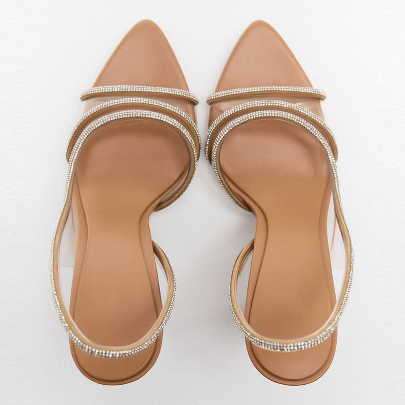 Elegant High-Heeled Sandals stiletto Slingback Peep Toe Shoes