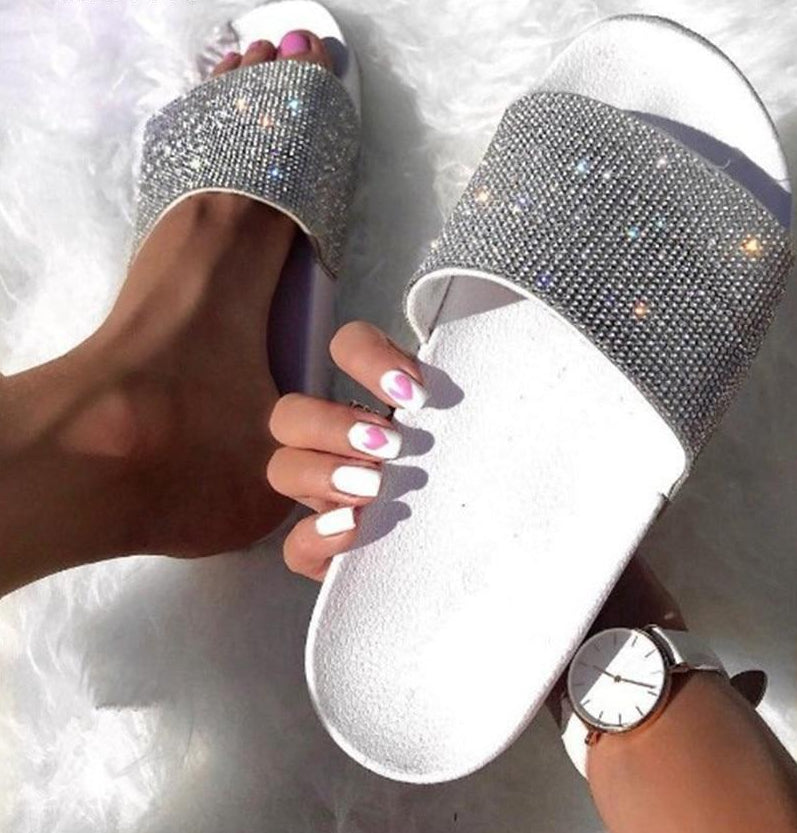 Crystal Diamond Slides with Embellishment Sandals