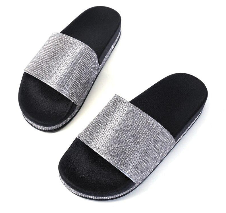 Crystal Diamond Slides with Embellishment Sandals