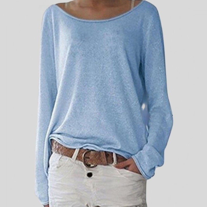 Lightweight round neck sweater for women