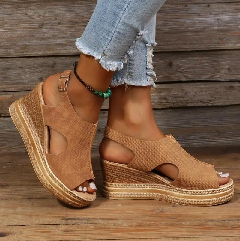 Buckle Wedge Sandals