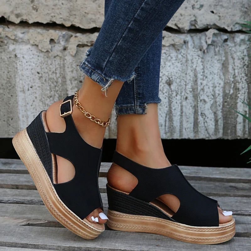 Buckle Wedge Sandals