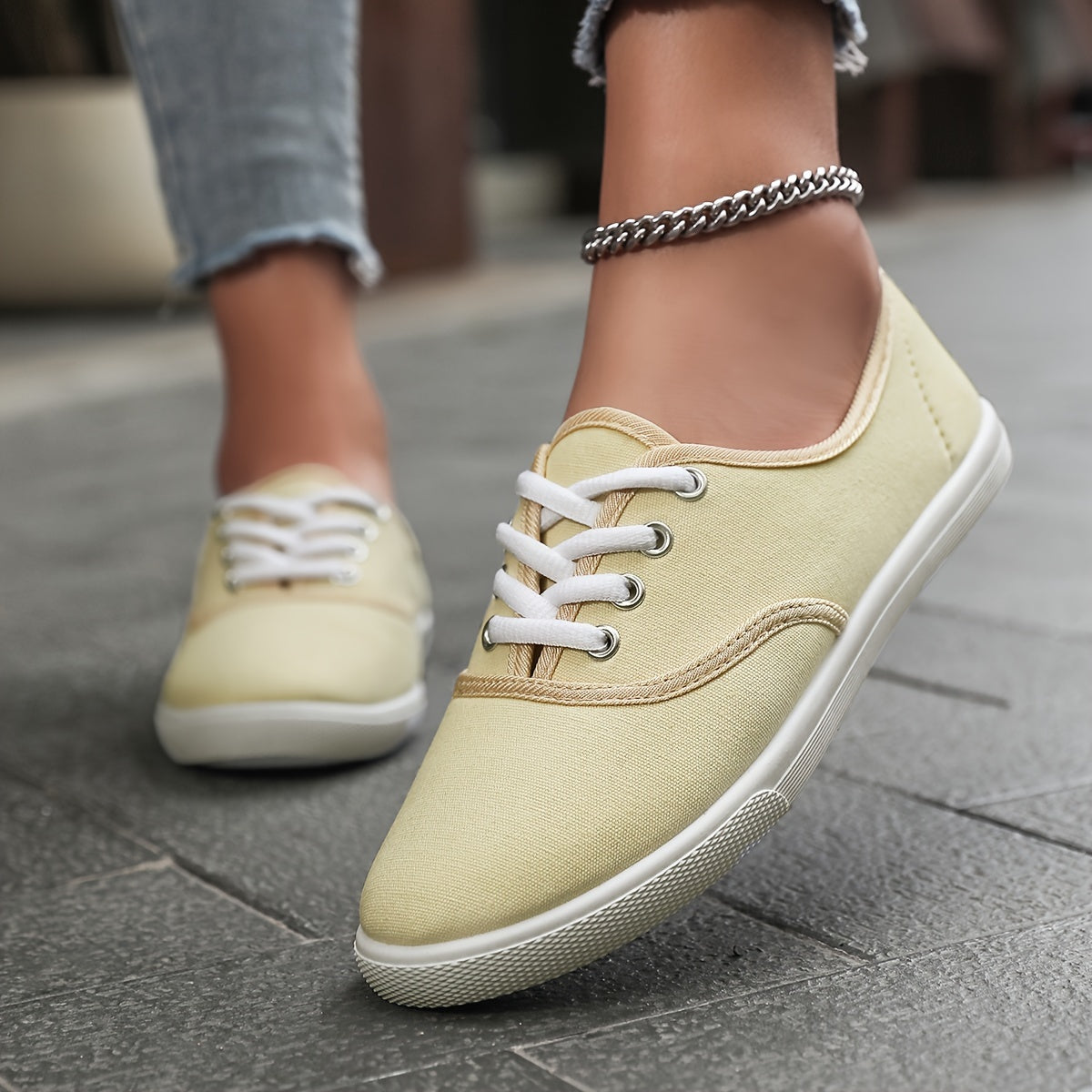 Comfortable Low Canvas Lace-Up Shoes