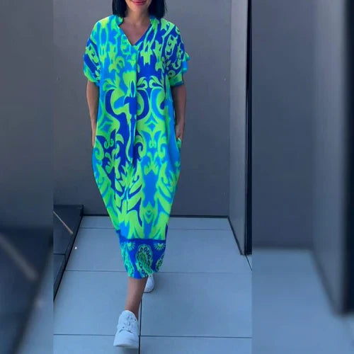 Lively Printed Kaftan Dress With Casual Fit for Women