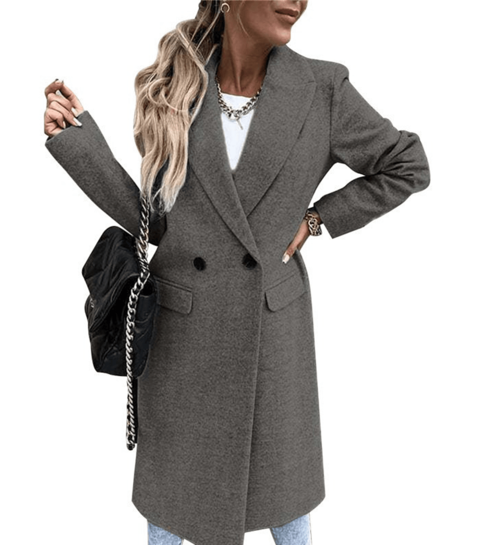 Wool Coat With Pockets and Buttons