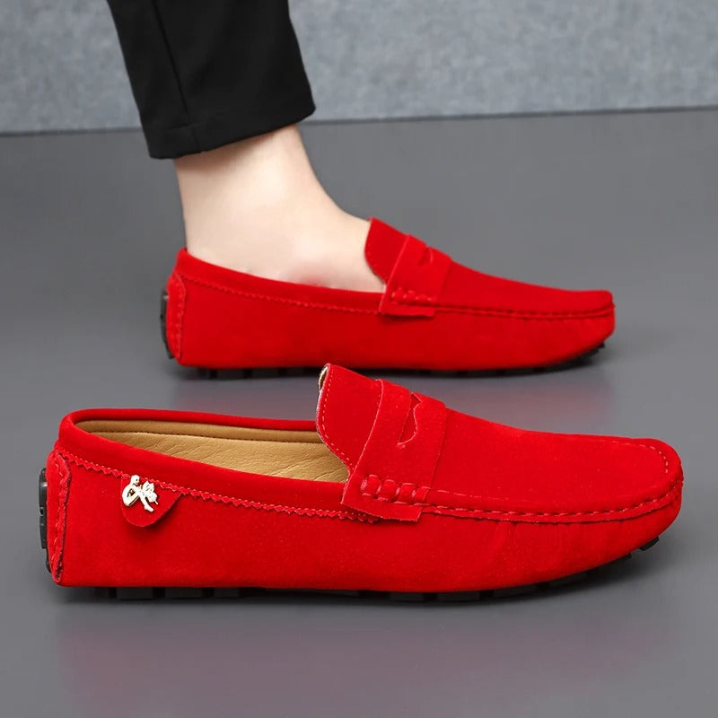 Slip-resistant suede loafers