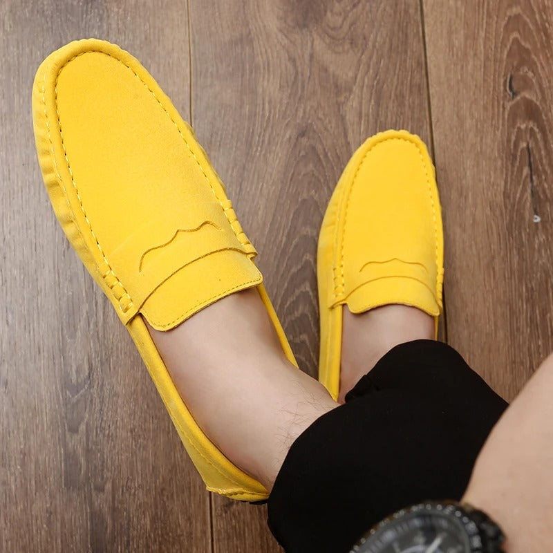 Slip-resistant suede loafers