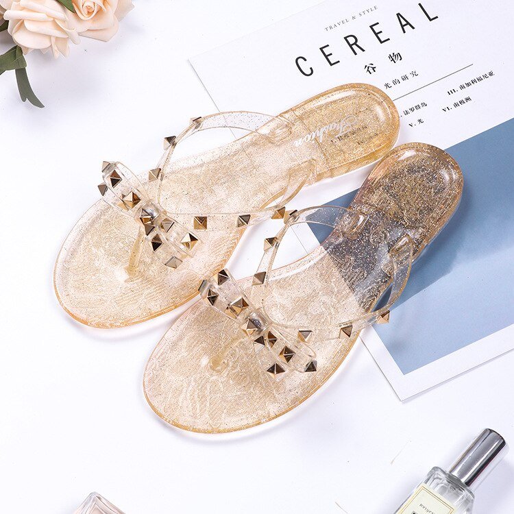 Stud Bow Knot Flip-Flops Sandals