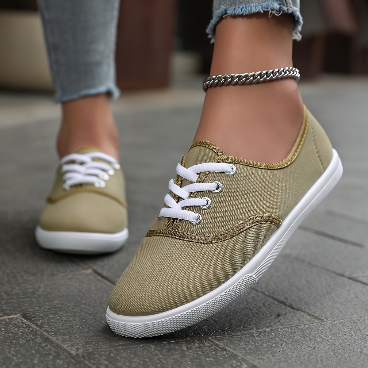 Comfortable Low Canvas Lace-Up Shoes