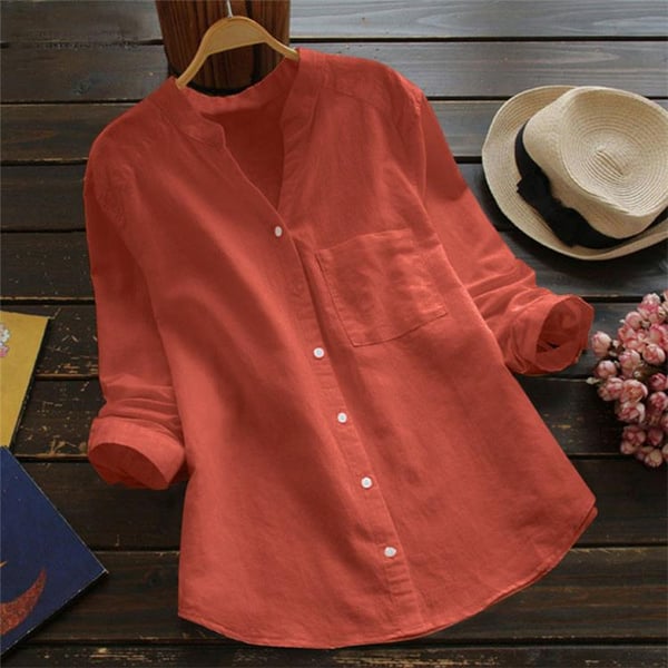 Stylish Long-Sleeve Linen Blouse