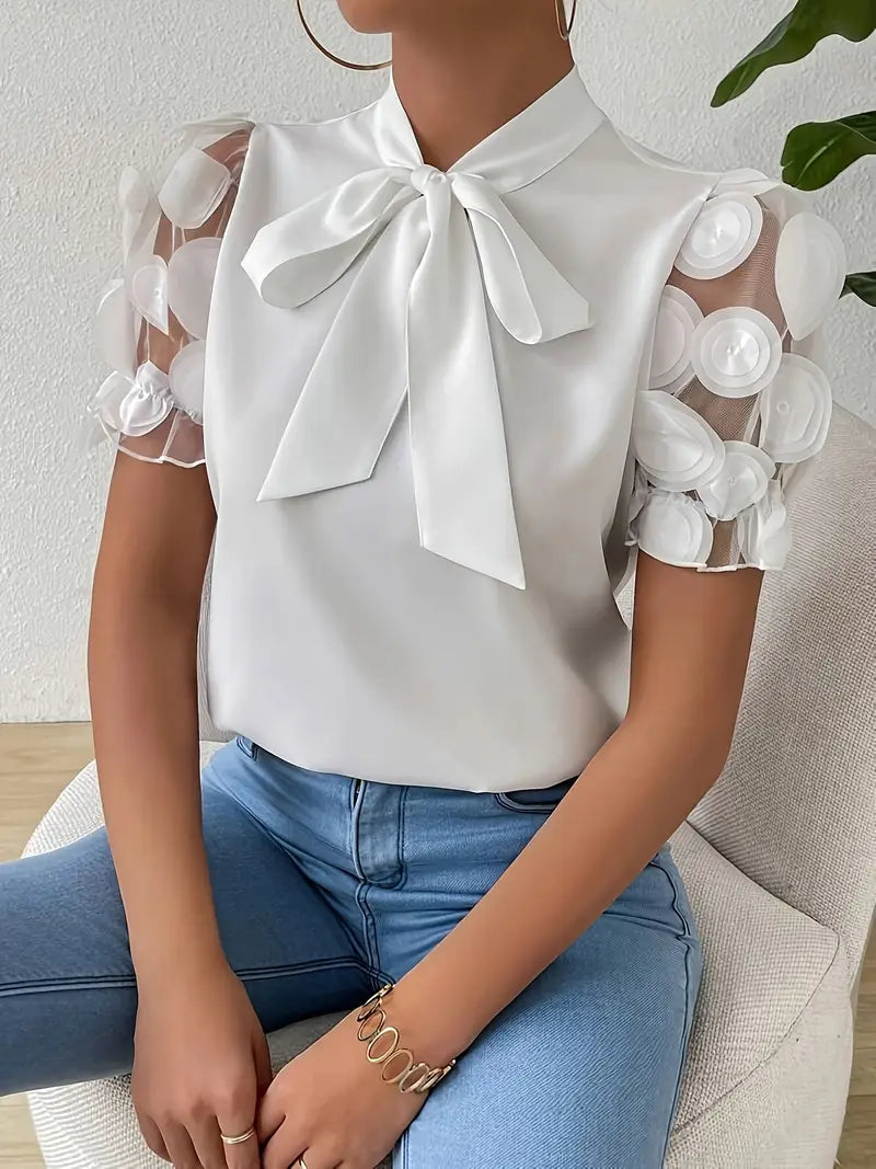 Blouse with Transparent Puff Sleeves