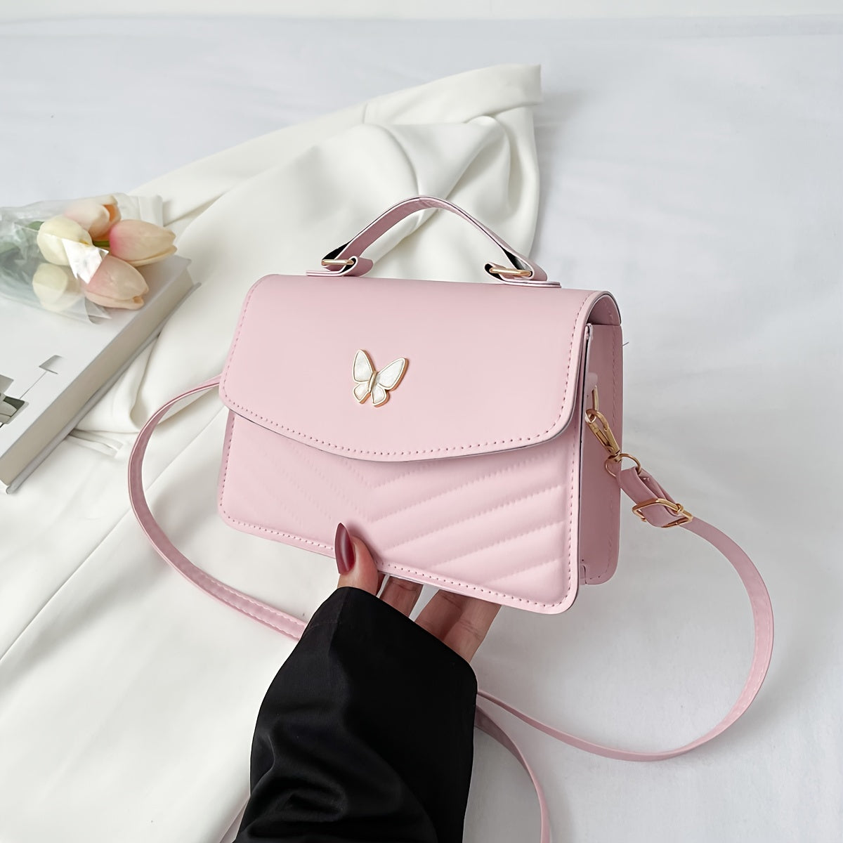 Fashionable Solid Color Shoulder Bag and Crossbody Bag