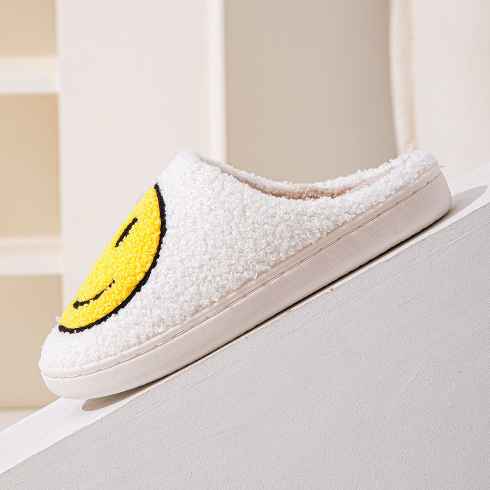 Large Smiley Pattern Fur Slippers